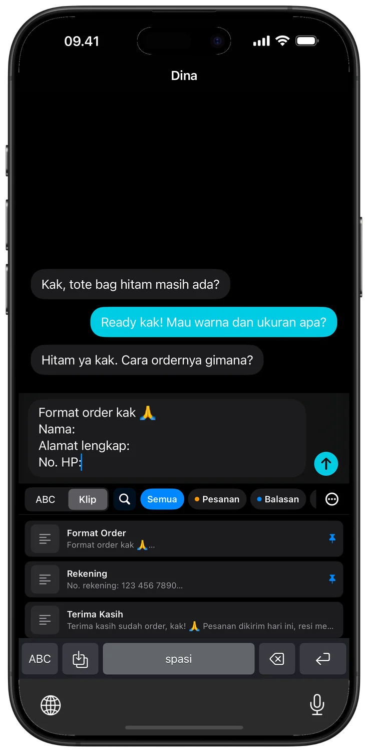 Simpan template, tempel di aplikasi apa pun