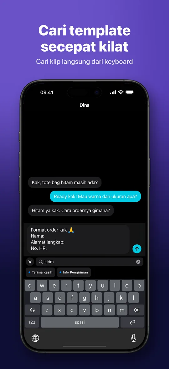 Cari template secepat kilat — Cari klip langsung dari keyboard